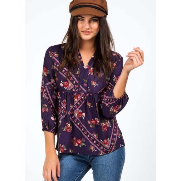 Francesca's | NWT Laura Floral Blouse - Picture 1 of 8